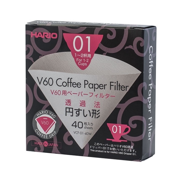 HARIO V60-01 papierové filtre BIELE 40ks