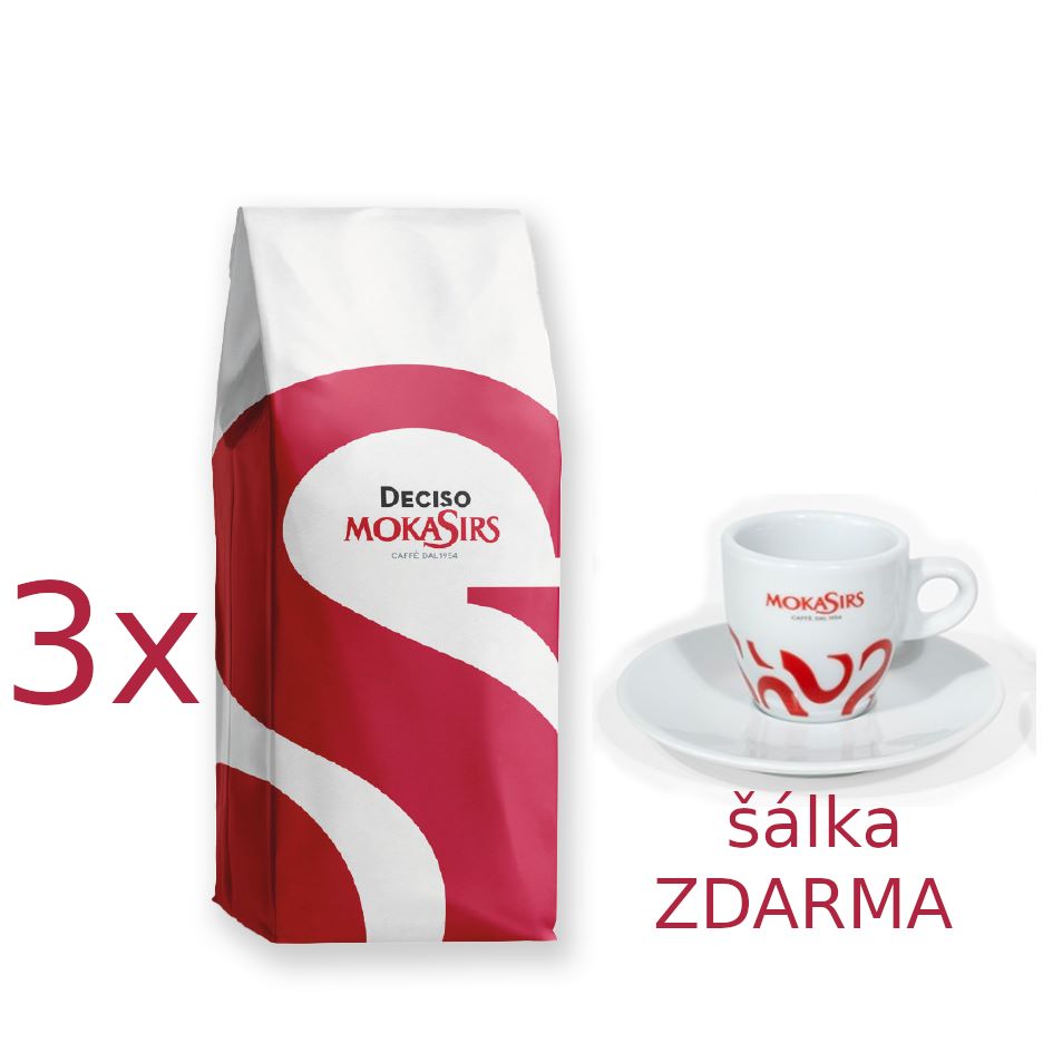 MOKASIRS Deciso  3x1000g zrnková káva + šálka zdarma