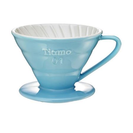 TIAMO V-01 keramický dripper MODRÝ+ podstavec a odmerka