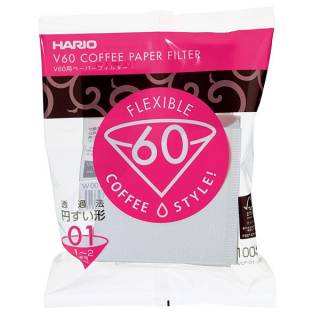 HARIO V60-01 papierové filtre BIELE 100ks