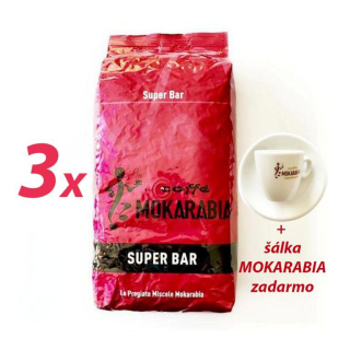 Mokarabia SUPERBAR 3x1000g zrnková káva + šálka zdarma