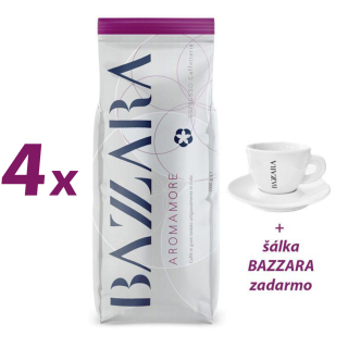 Bazzara Aromamore 4x1000g zrnková káva + šálka zdarma